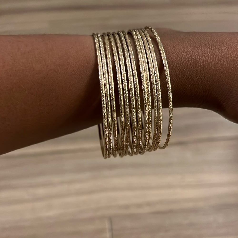 Set of 12 Thin Gold Bangles